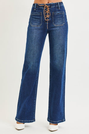 Finny Front Tie Wide Leg Jeans