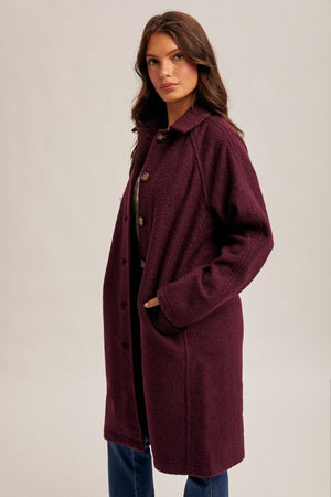 Whitney Wine Teddy Textured Jacket