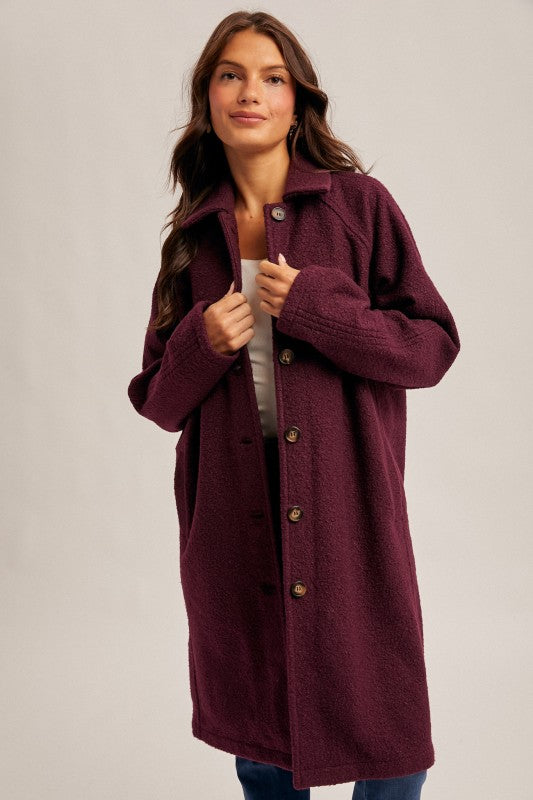 Whitney Wine Teddy Textured Jacket