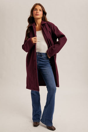 Whitney Wine Teddy Textured Jacket