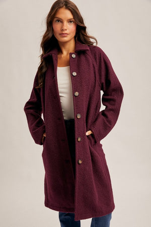 Whitney Wine Teddy Textured Jacket