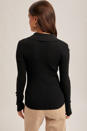Oliver Twist Collared Knit V-neck Sweater