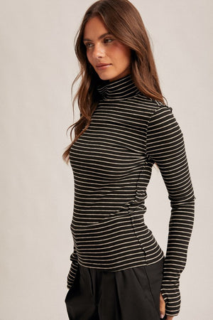 Stell Striped TurtleNeck Stretchy With THUMBHOLES!