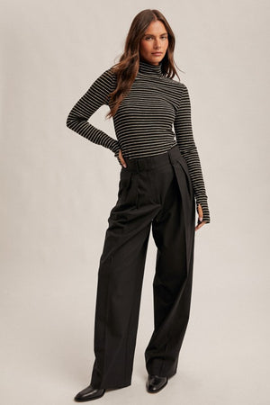 Stell Striped TurtleNeck Stretchy With THUMBHOLES!