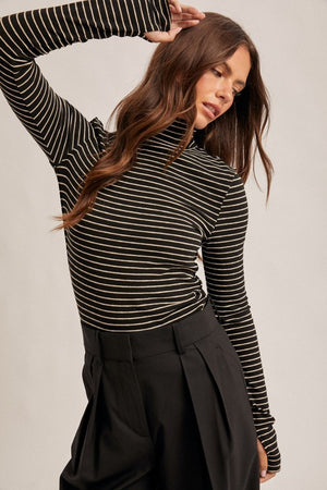 Stell Striped TurtleNeck Stretchy With THUMBHOLES!