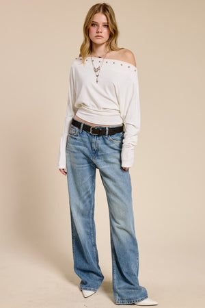 Mindy the Metal Studded Batwing Top (2 colors)