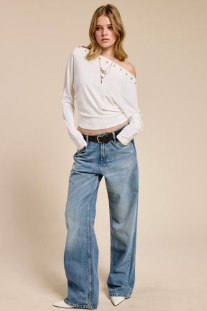 Mindy the Metal Studded Batwing Top (2 colors)