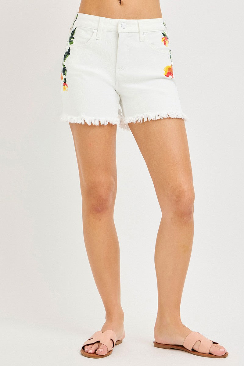 Farrah Floral Denim Shorts