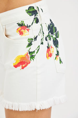 Farrah Floral Denim Shorts