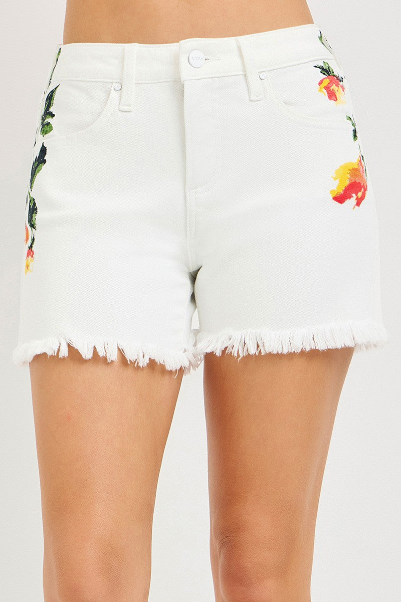 Farrah Floral Denim Shorts