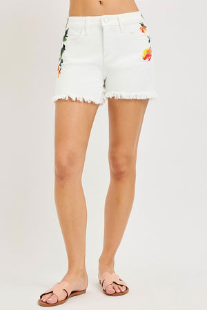 Farrah Floral Denim Shorts