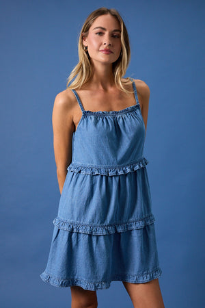River Ruffle Denim Dress