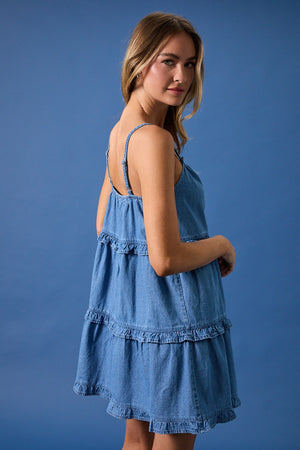 River Ruffle Denim Dress