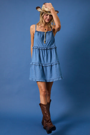 River Ruffle Denim Dress