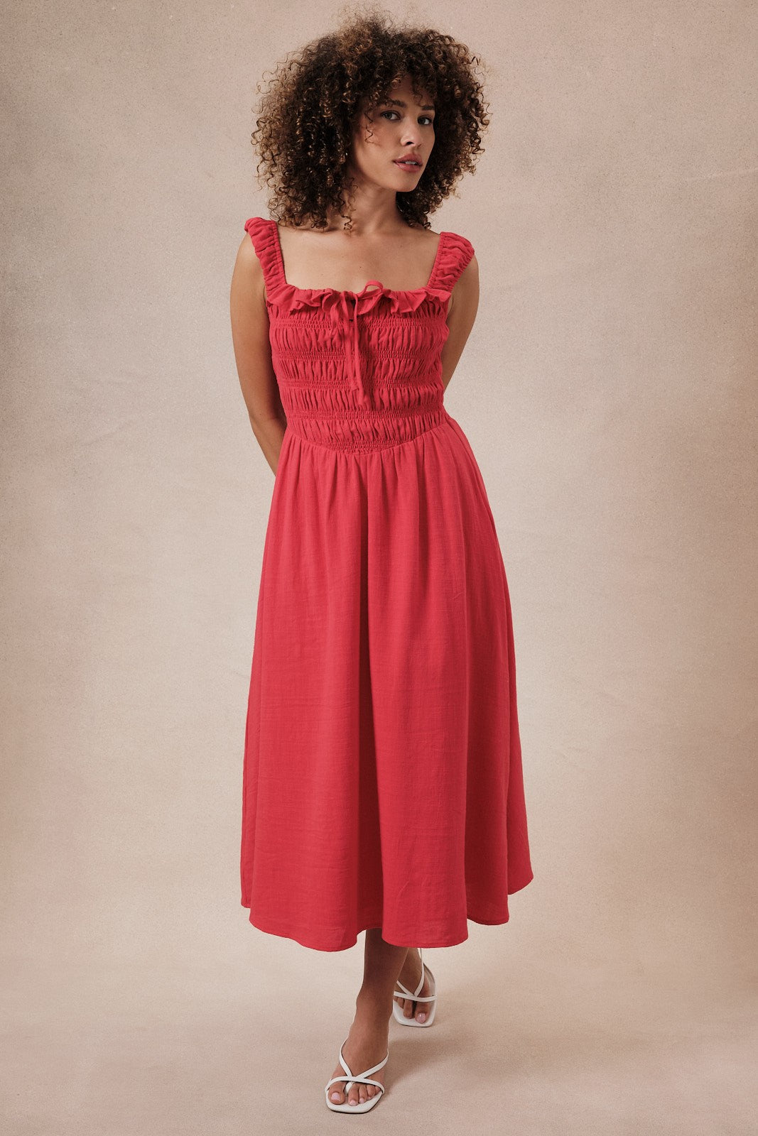 Silo Sleeveless Smock Top Flare Midi dress