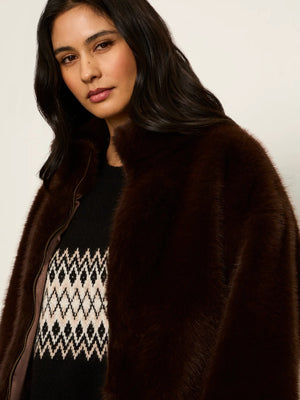 Everest Fur Bomber In Espresso
