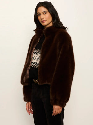 Everest Fur Bomber In Espresso