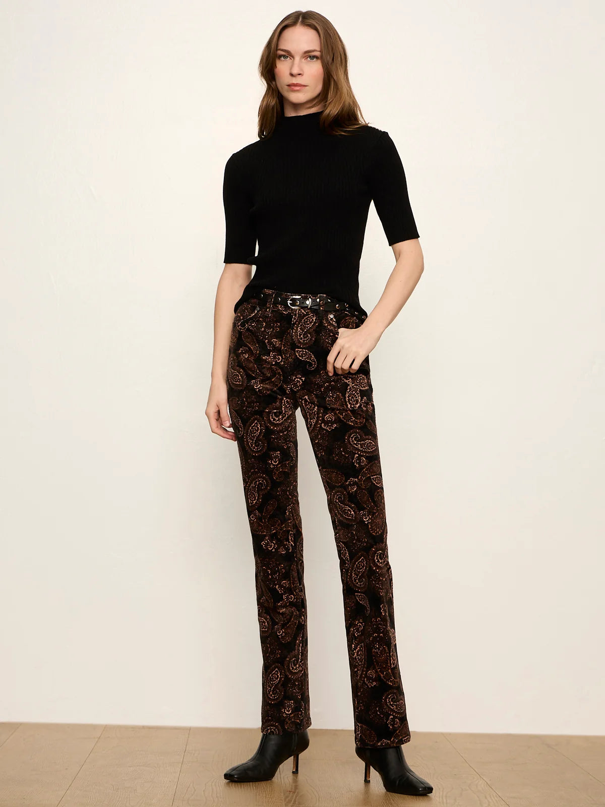 Play Date Corduroy Bootcut Pant Cocoa Paisley