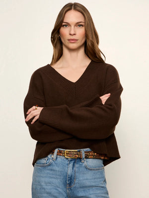 Vanna V-Neck Sweater in Espresso