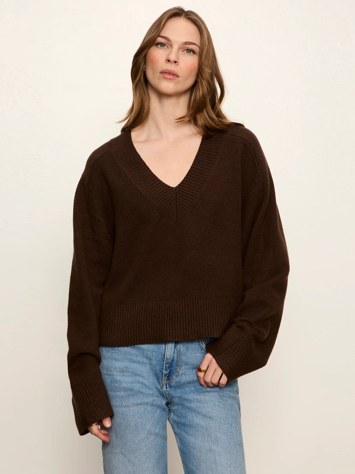 Vanna V-Neck Sweater in Espresso