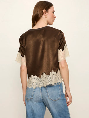 One of a Kind Satin Lace Top Espresso Martini