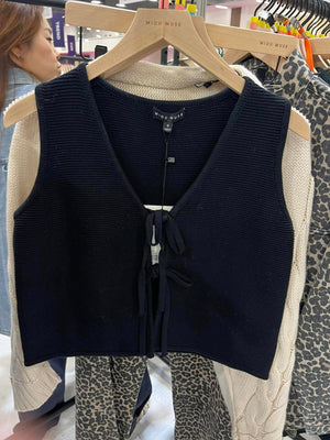 Venetian front tie vest