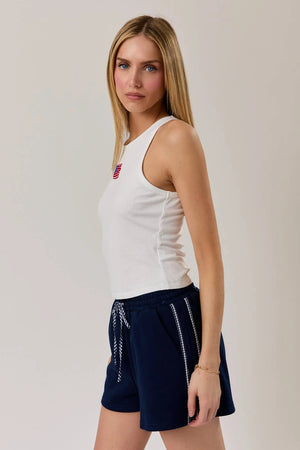 Emmy Embroidered and Beaded Tank Flag Tank Top (3 colors)