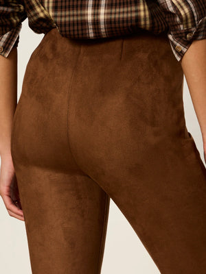 Shashay Suede Leggings in Cocoa (pull on)