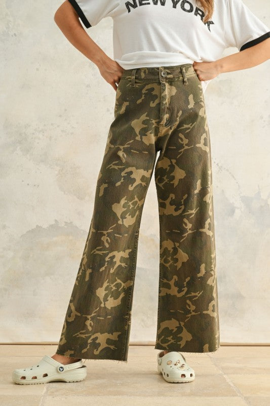 Calista Camo Denim Pants stretchy