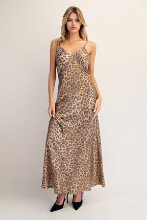 Gabrielle Gold Leopard Slip Dress (with stretch)