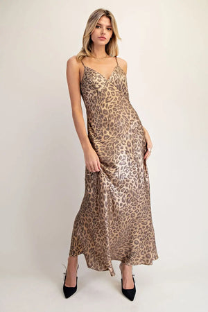 Gabrielle Gold Leopard Slip Dress (with stretch)