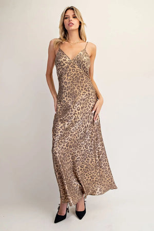 Gabrielle Gold Leopard Slip Dress (with stretch)