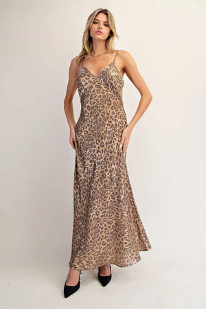 Gabrielle Gold Leopard Slip Dress (with stretch)