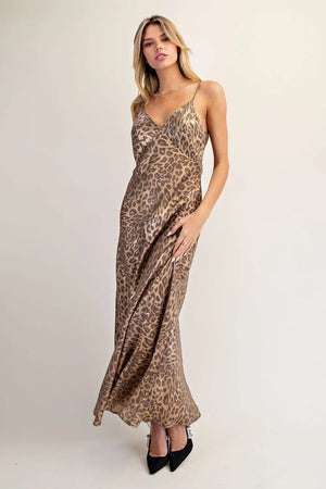Gabrielle Gold Leopard Slip Dress (with stretch)