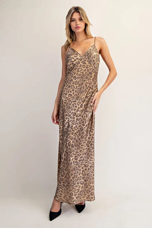 Gabrielle Gold Leopard Slip Dress (with stretch)