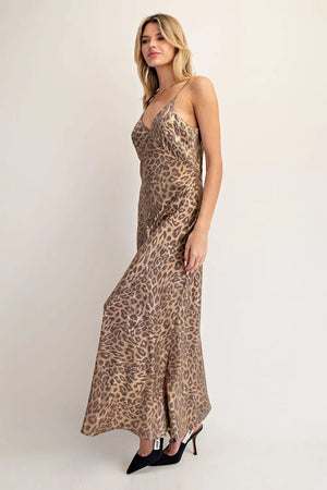 Gabrielle Gold Leopard Slip Dress (with stretch)