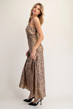 Gabrielle Gold Leopard Slip Dress (with stretch)