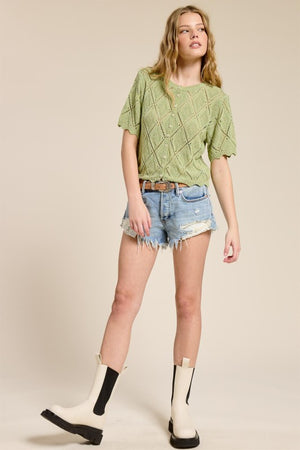 Basil Baby Short Sleeve Pointell Knit Cardigan