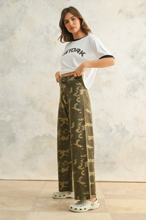 Calista Camo Denim Pants stretchy