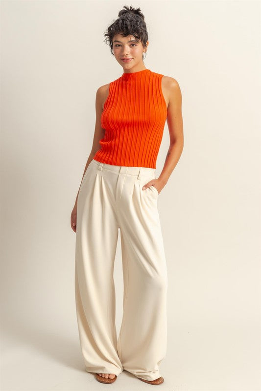 Mandy the Mock neck Sleeveless Top (2 Colors)