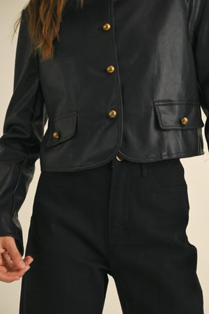 Beauty in the Eye faux leather no Collar Jacket