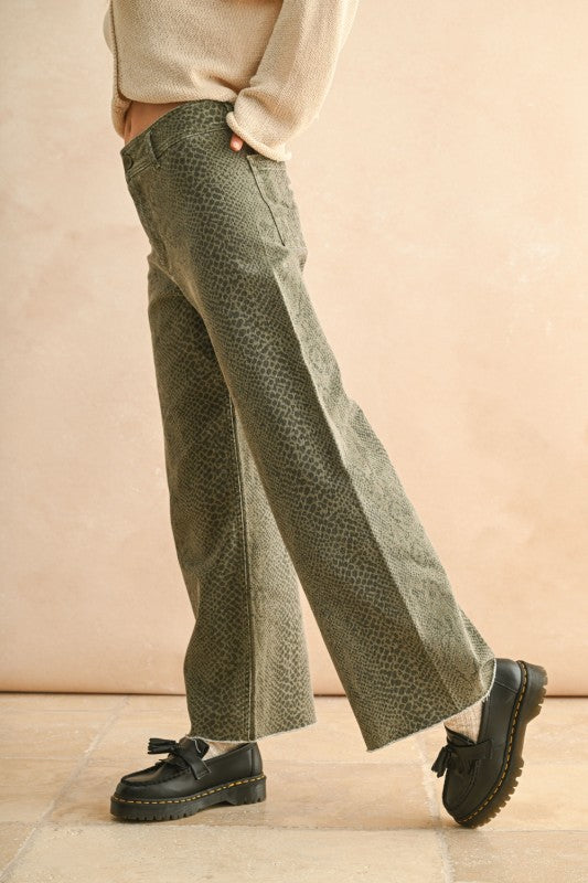 Sally Snake Print Denim Pants