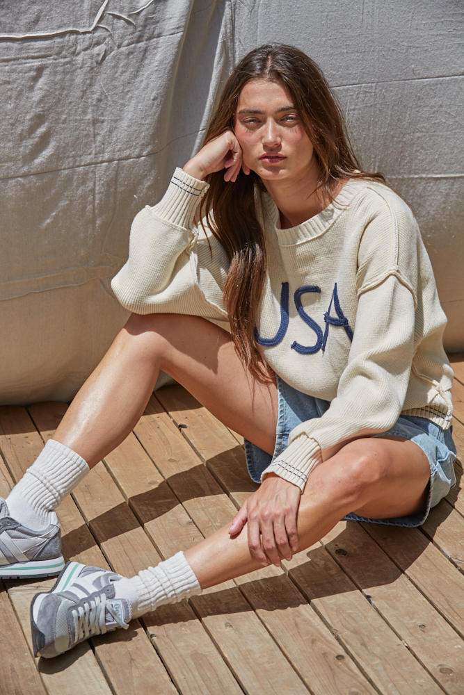 USA Embroidered Sweater