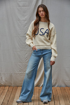 USA Embroidered Sweater
