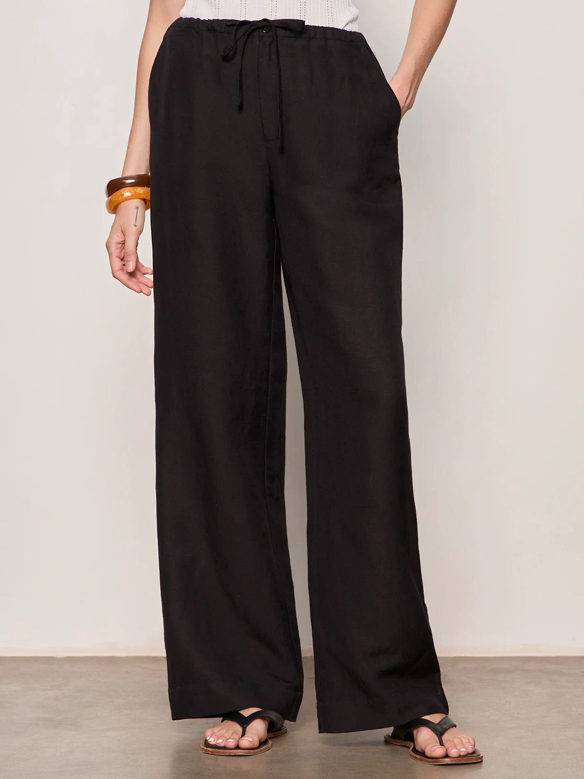 Shoreline Linen Pants in Black