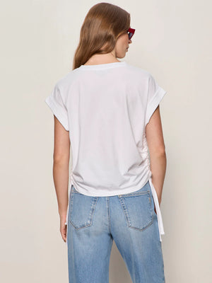 All Day Ruched elevated organic White Tee