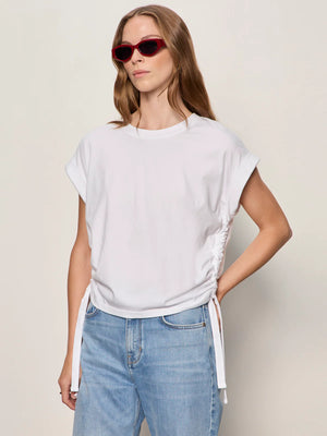 All Day Ruched elevated organic White Tee