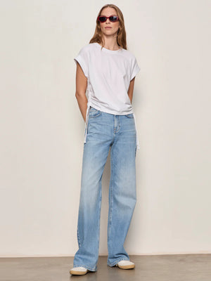 All Day Ruched elevated organic White Tee