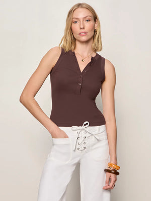 Friday Rib Tank in Chocolate Brown