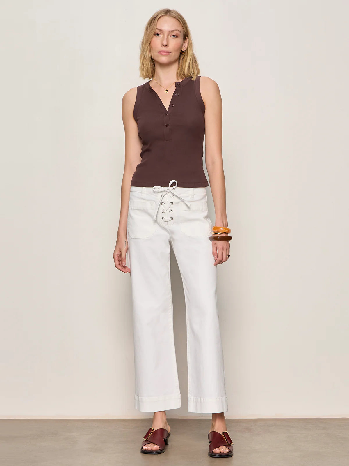Friday Rib Tank in Chocolate Brown